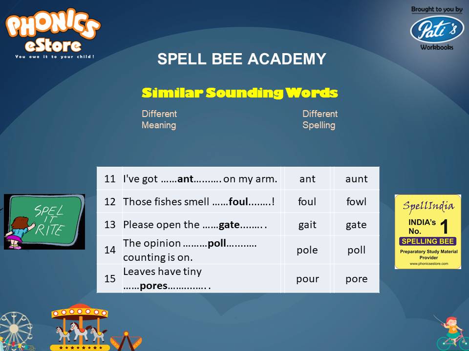 Spell Bee ... Spelling Words ... Similar Sounding Words
